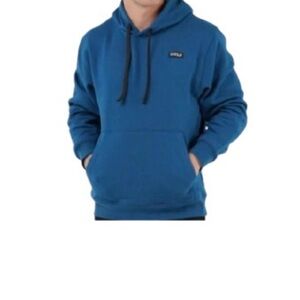 TLF Mens Vital Gym Fleece Drawstring Pullover Hoodie color Deep Sapphire Blue SM